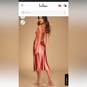 Intoxicating Aura Rusty Rose Satin Sleeveless Slip Midi Dress